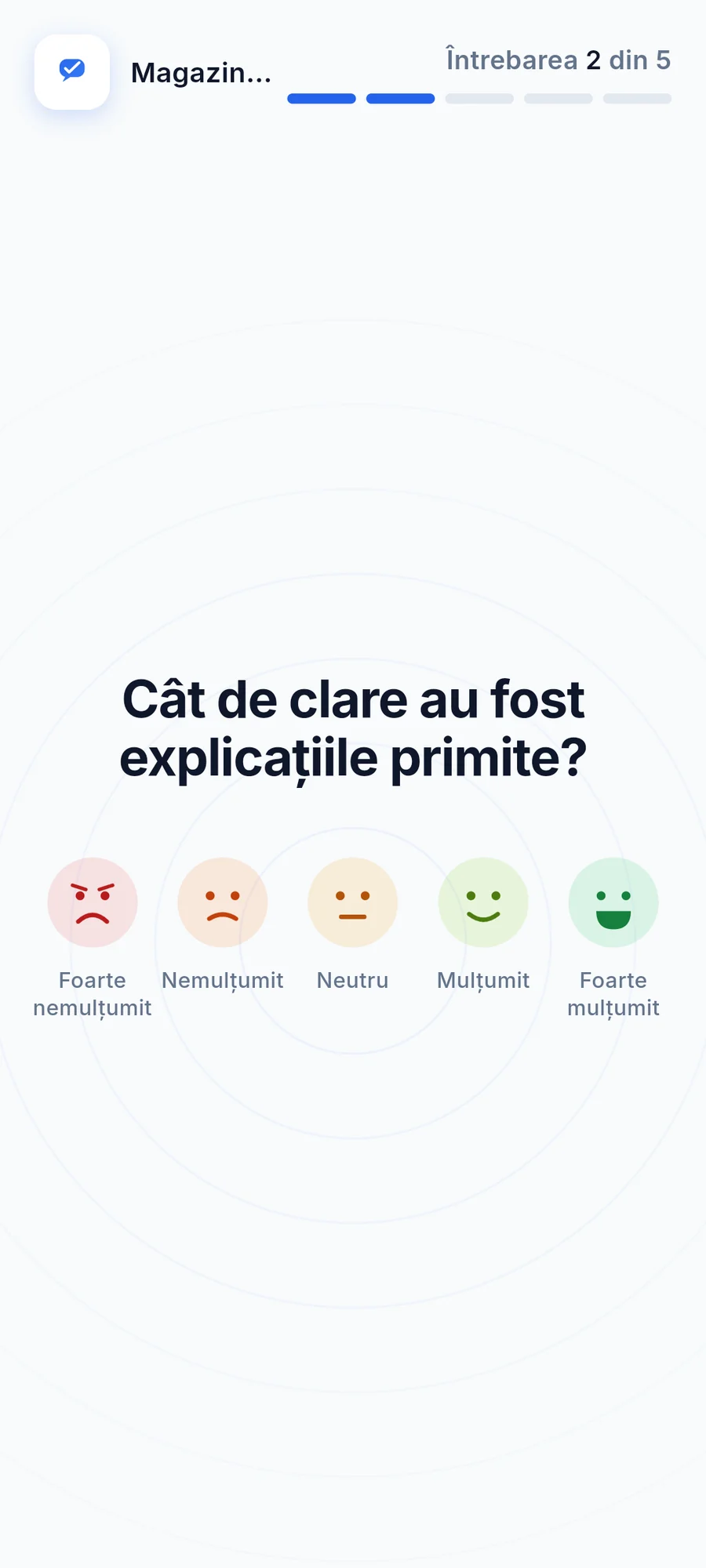 Întrebare de feedback cu emoticoane