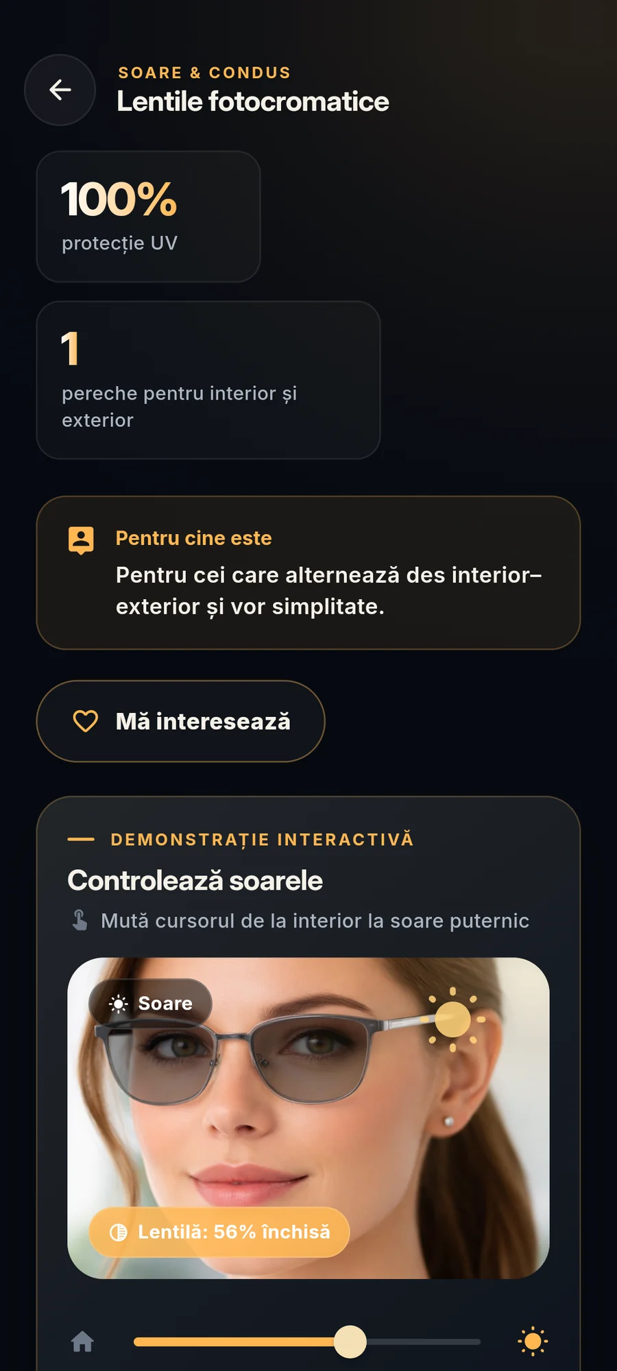 Simulator pentru lentile fotocromatice